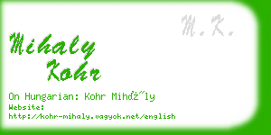 mihaly kohr business card